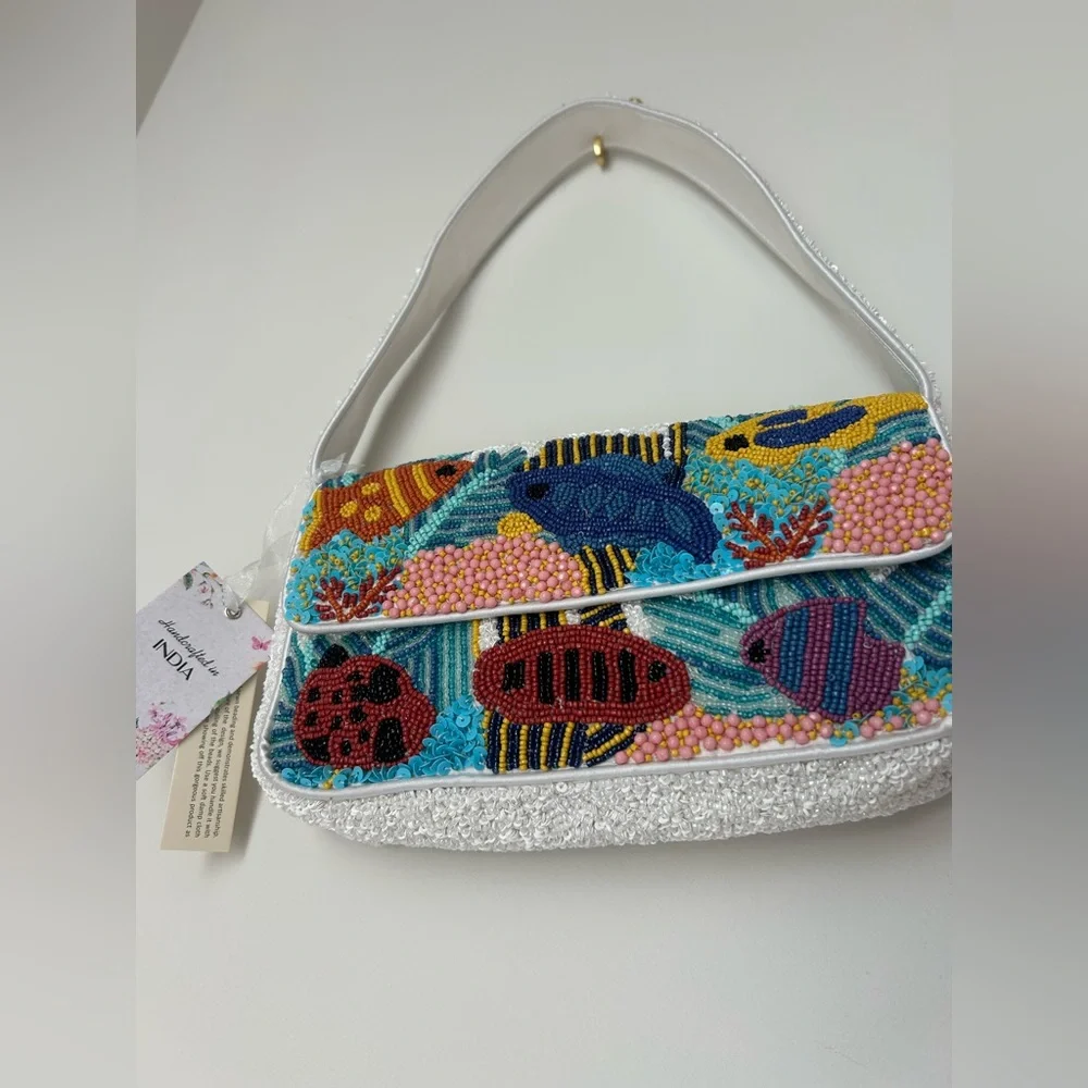 Viral Beaded Fish Colorful Shoulder Bag
